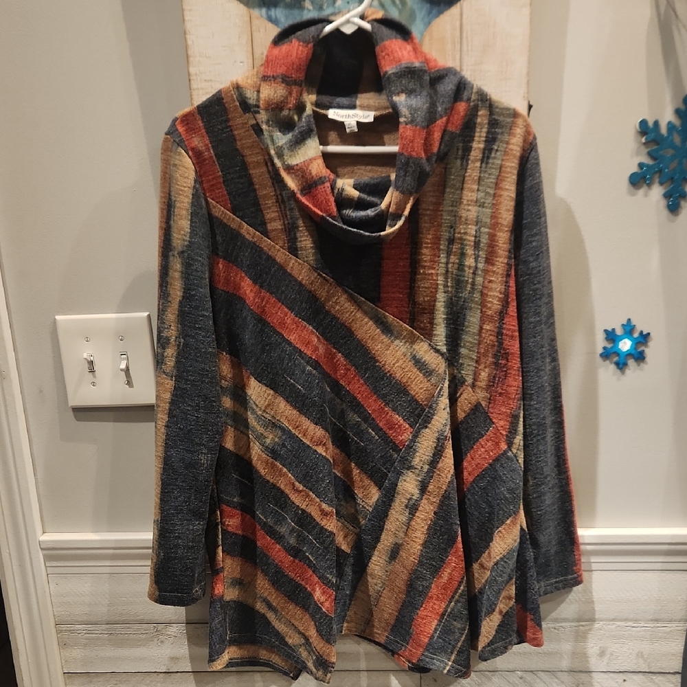 NorthStyle Multicolor Cowl Neck Sweater Women's Sz XL